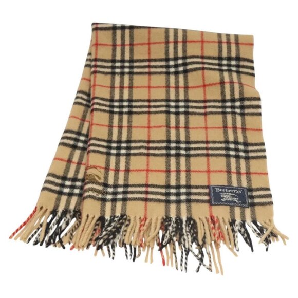 Burberrys Nova Check Kneeling Wool Beige Auth - Picture 1 of 16